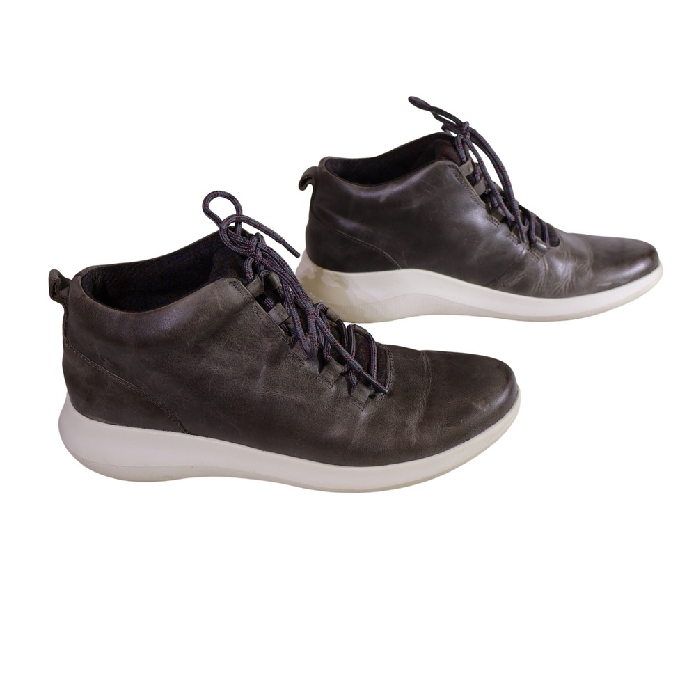 Aetrex Womens 8.5 Chukka Boots Gray Leather Wool Lined Lace Up DB106